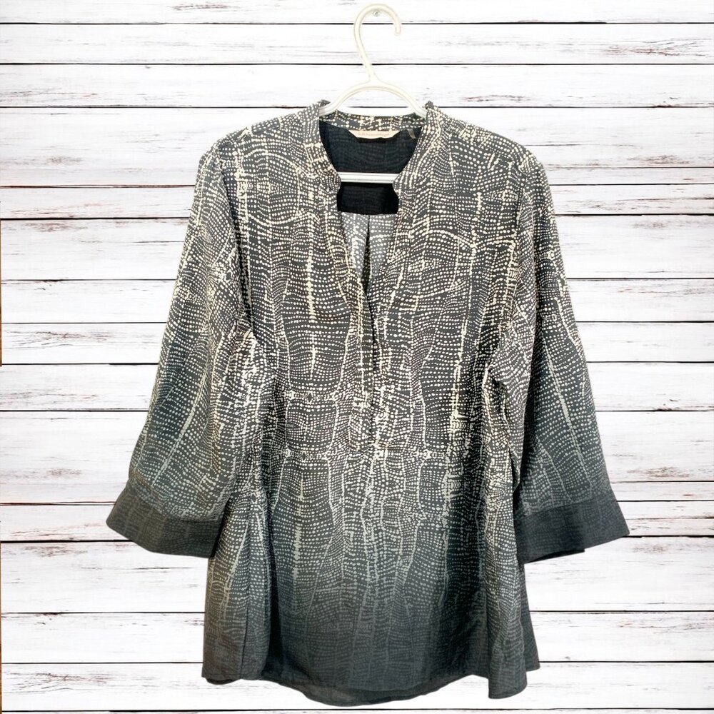Soft Surroundings  Gray White Black Ombre Print Tunic Shirt Size 1X